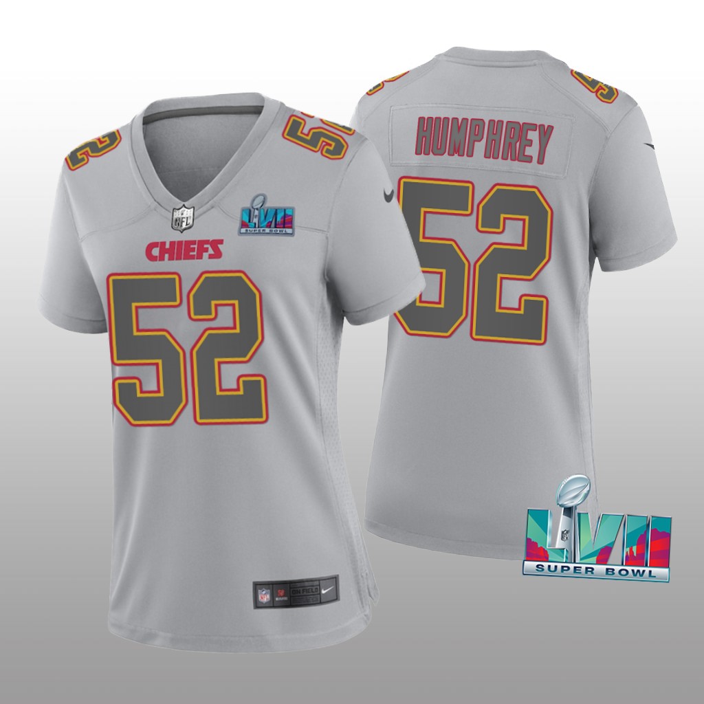 Kansas City Chiefs Creed Humphrey Gray Atmosphere Jersey Super Bowl LVII - Women's