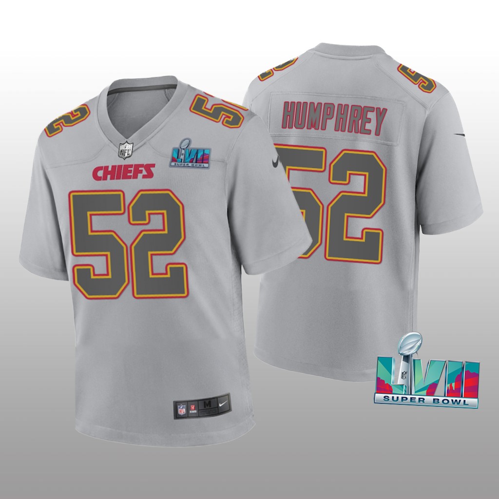 Kansas City Chiefs Creed Humphrey Gray Atmosphere Jersey Super Bowl LVII - Youth