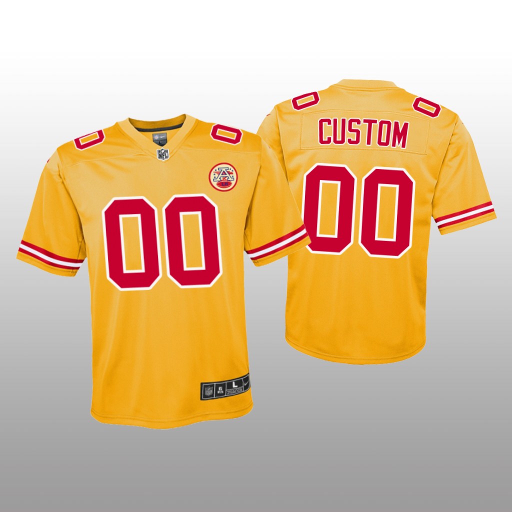 Kansas City Chiefs Custom Gold Jersey Inverted Game - Youth