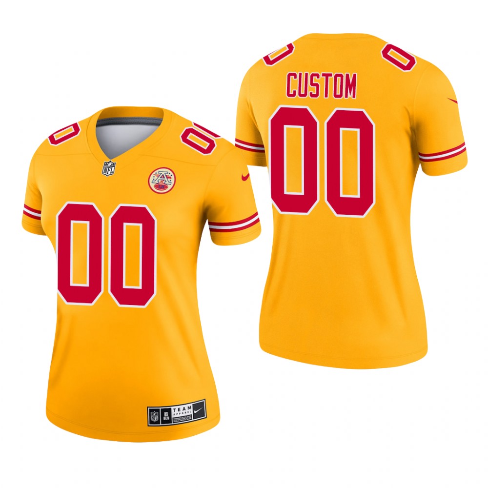 Kansas City Chiefs Custom Gold Jersey Inverted Legend - Women's