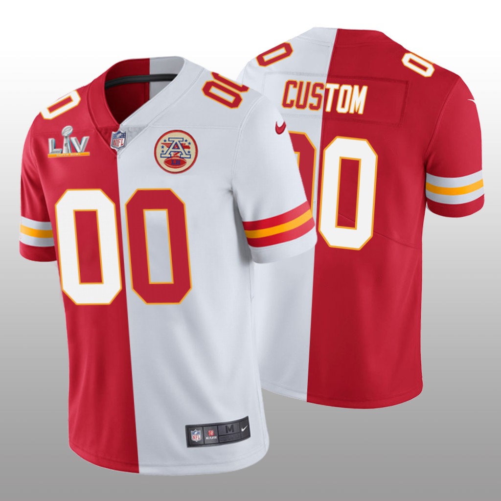 Kansas City Chiefs Custom Red White Split Super Bowl LV - Men's