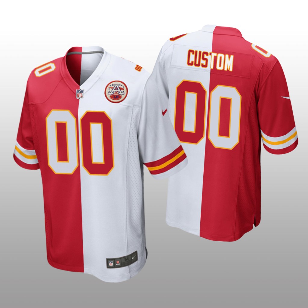 Kansas City Chiefs Custom Red White Two Tone Jersey Split - Men's
