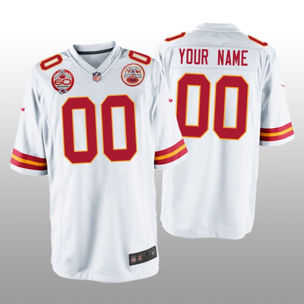 Kansas City Chiefs Custom White Game Jersey 60th Anniversary - Men's