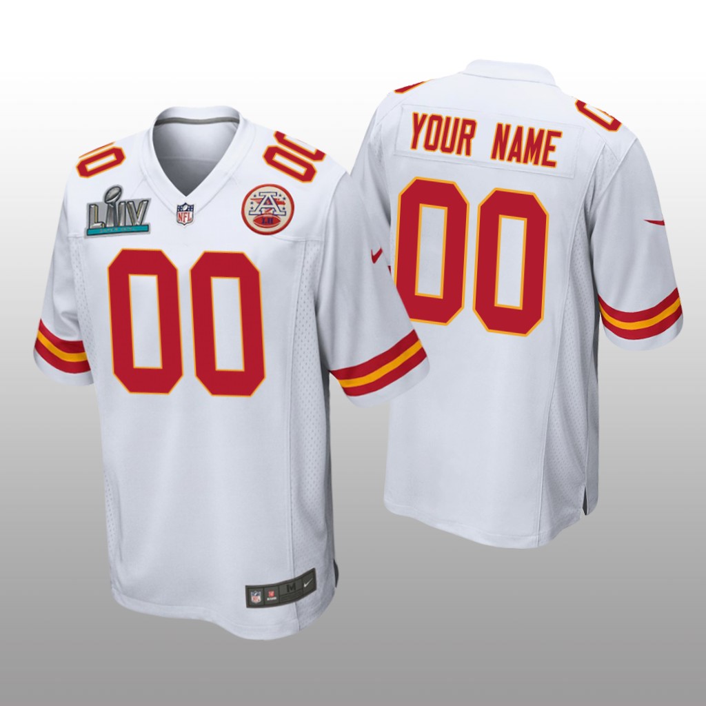 Kansas City Chiefs Custom White Game Jersey Super Bowl LIV - Men's