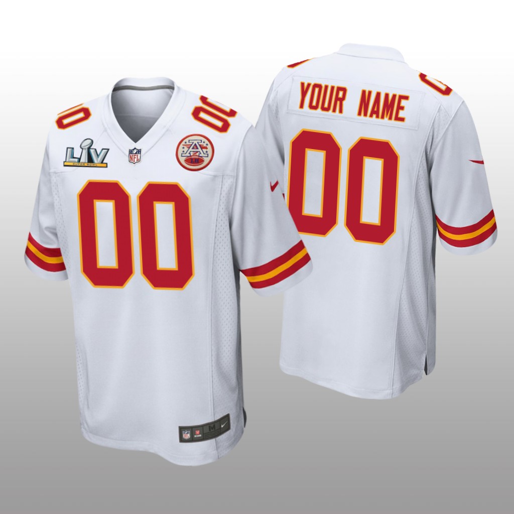 Kansas City Chiefs Custom White Game Jersey Super Bowl LV - Men's