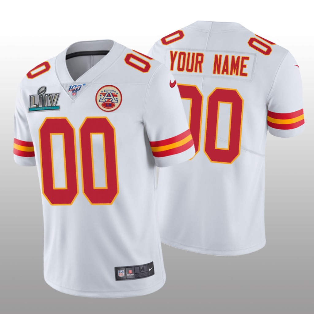 Kansas City Chiefs Custom White Vapor Limited Jersey Super Bowl LIV - Men's