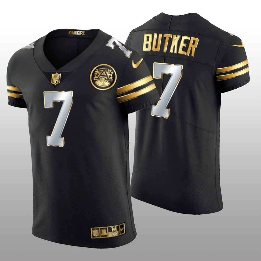 Kansas City Chiefs Harrison Butker Black Elite Jersey Golden Edition Men's