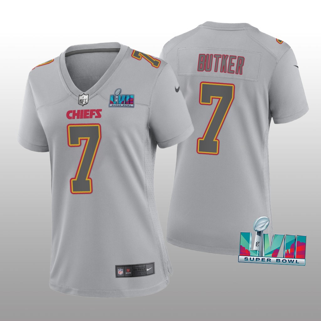 Kansas City Chiefs Harrison Butker Gray Atmosphere Jersey Super Bowl LVII - Women's