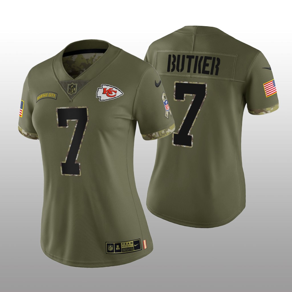 Kansas City Chiefs Harrison Butker Olive Limited Jersey 2022 Salute To Service - Women's