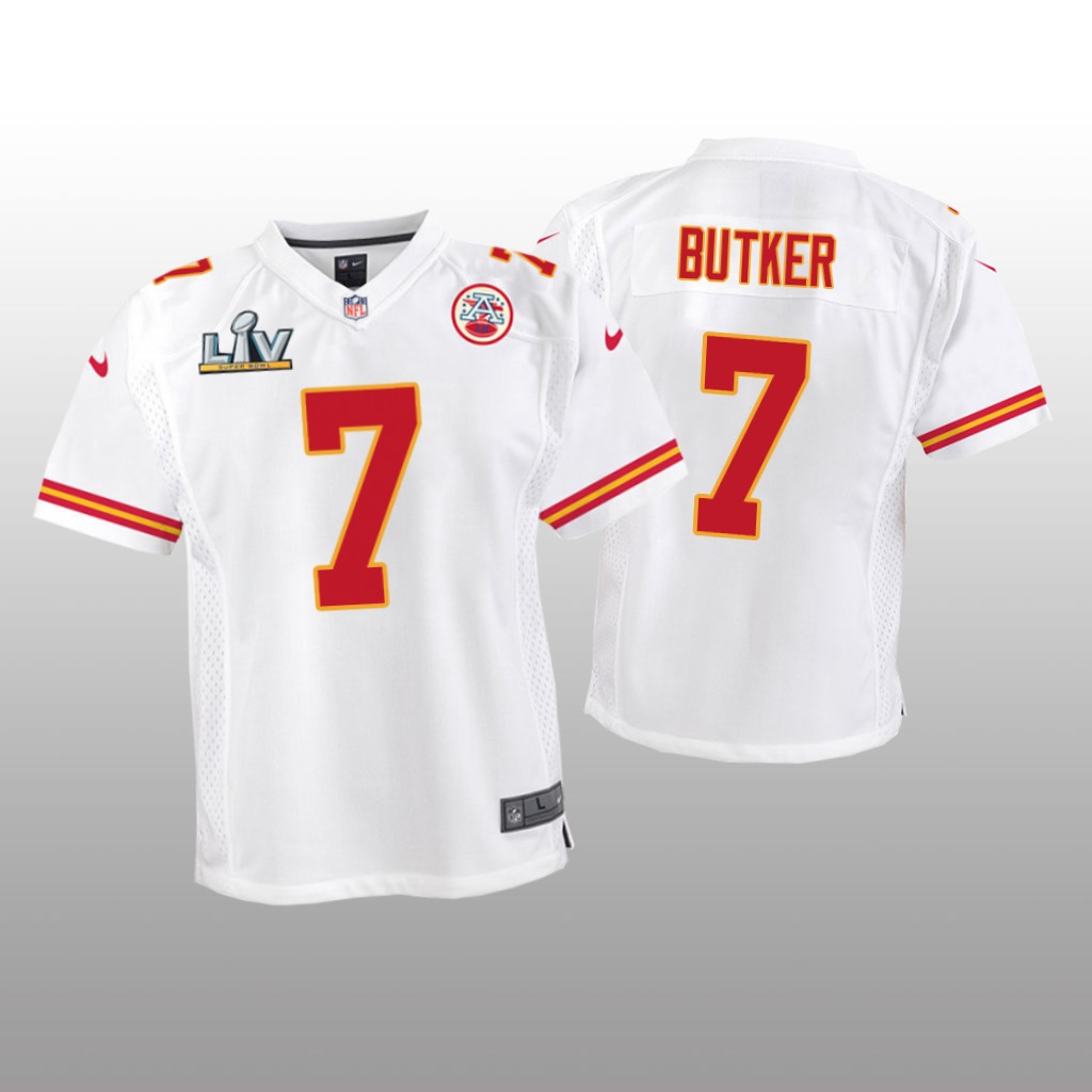 Kansas City Chiefs Harrison Butker White Game Jersey Super Bowl LV - Youth