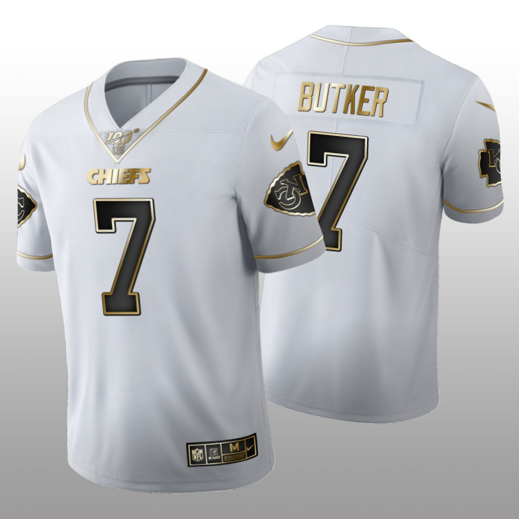 Kansas City Chiefs Harrison Butker White Golden Edition Jersey 100th Season Men's