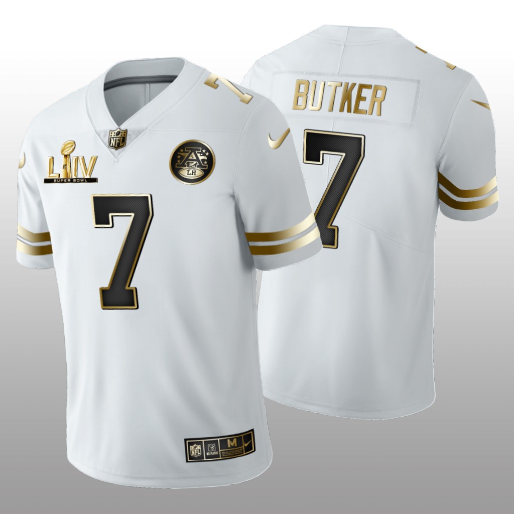 Kansas City Chiefs Harrison Butker White Golden Edition Jersey Super Bowl LIV - Men's