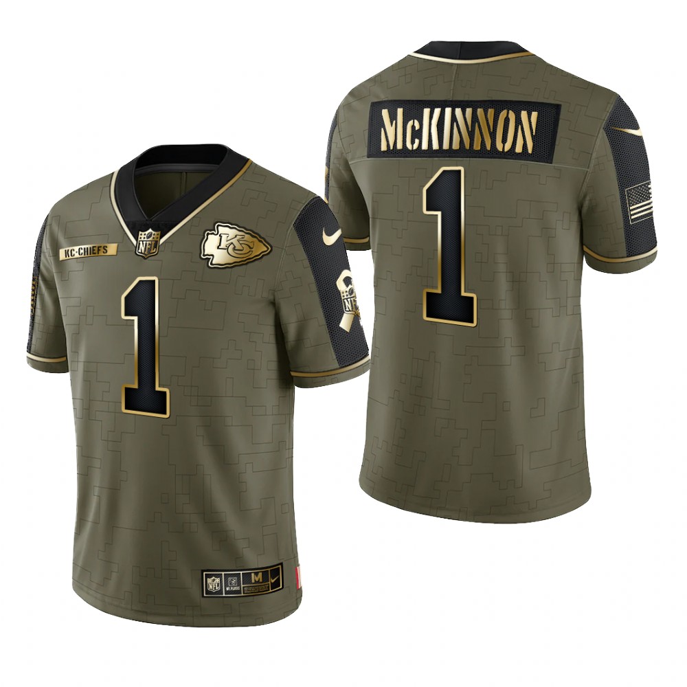 Kansas City Chiefs Jerick McKinnon Olive Gold Limited Jersey 2021 Salute To Service - Men's