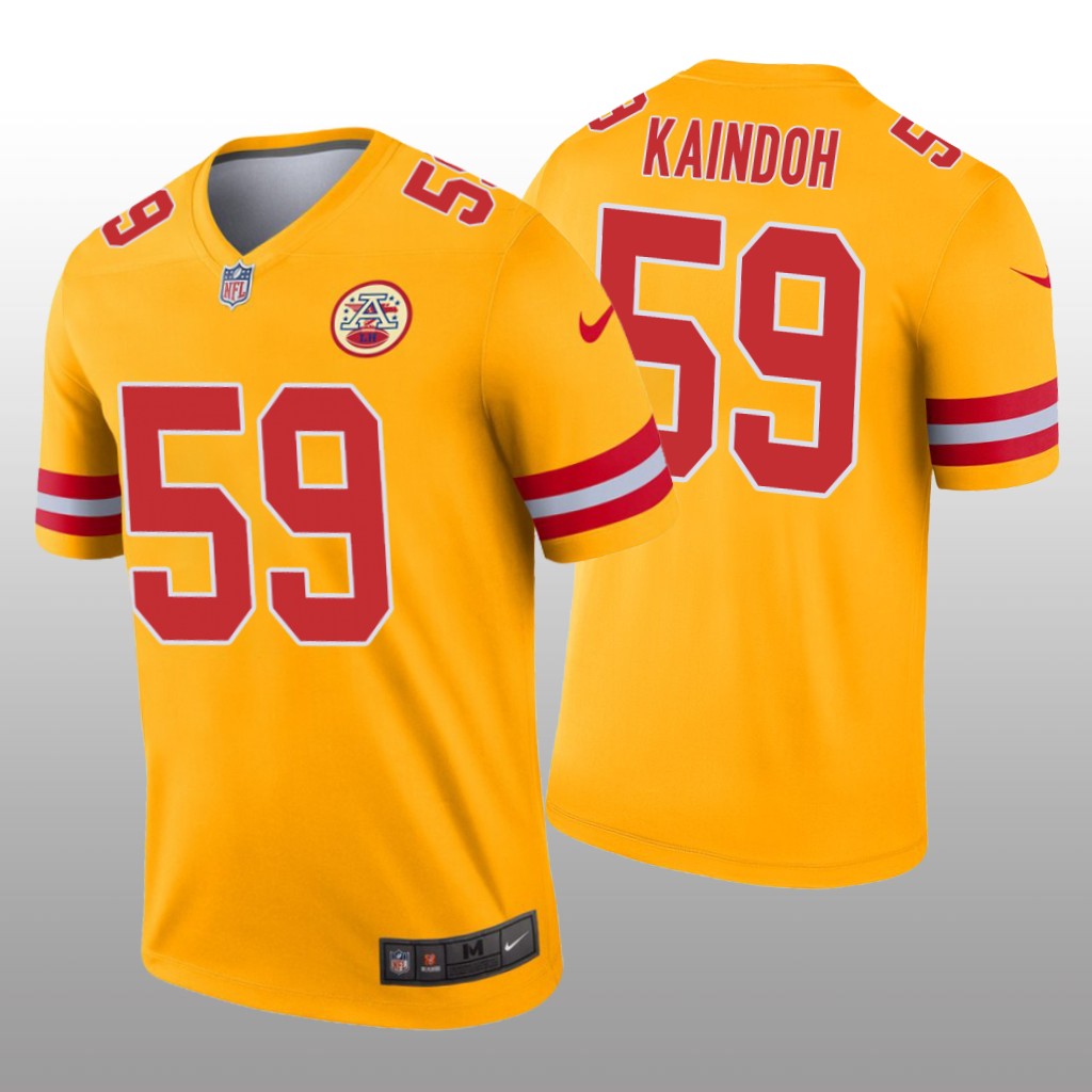 Kansas City Chiefs Joshua Kaindoh Gold Jersey Inverted Legend - Men's
