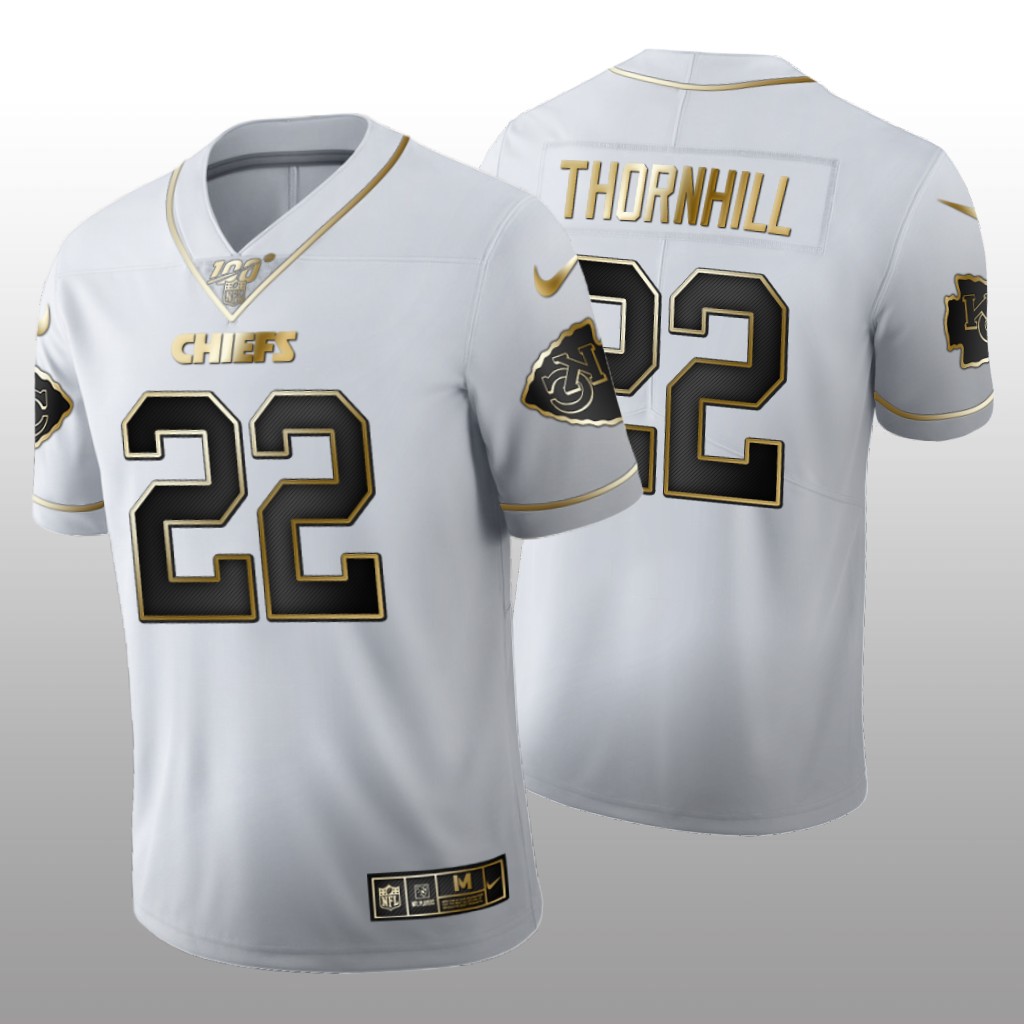 Kansas City Chiefs Juan Thornhill White Golden Edition Jersey 100th Season Men's