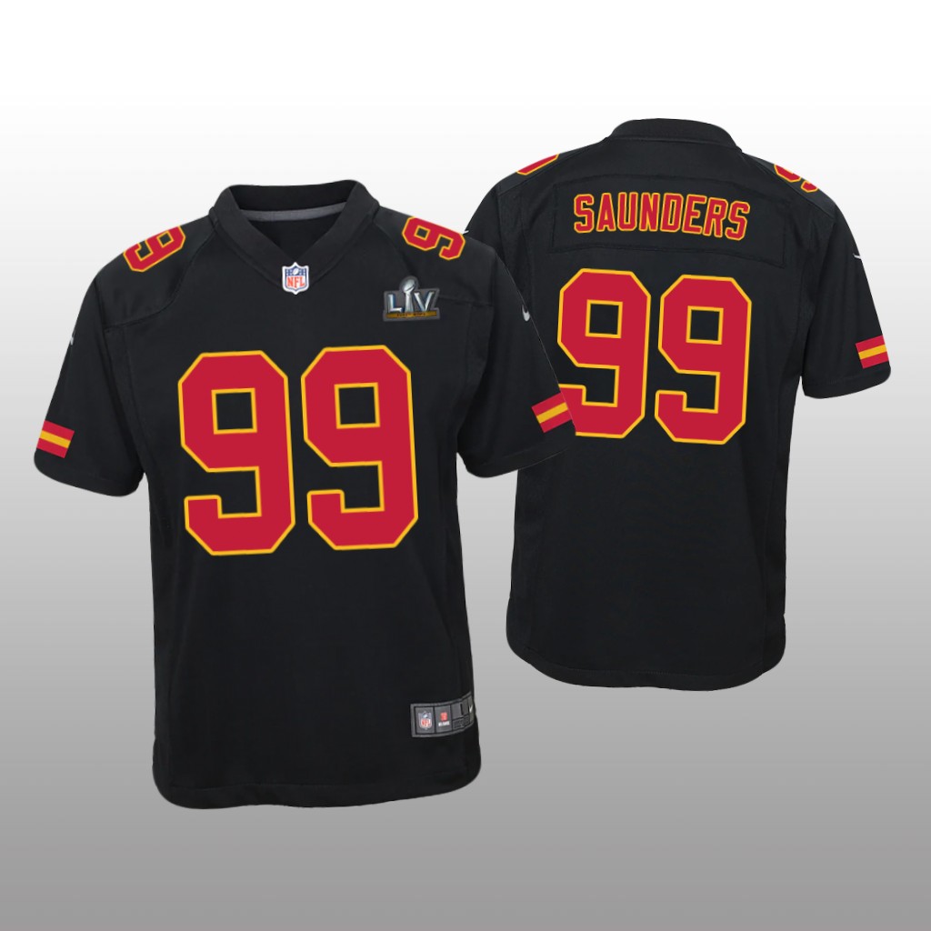 Kansas City Chiefs Khalen Saunders Black Game Fashion Jersey Super Bowl LV - Youth