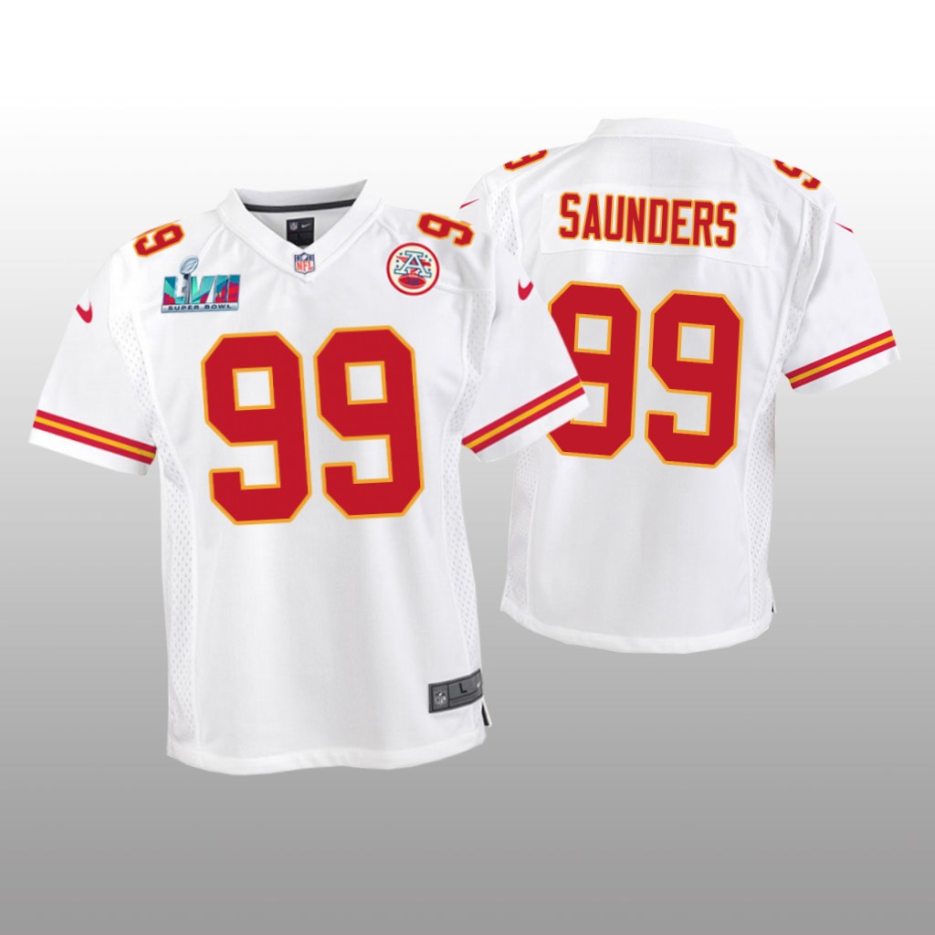 Kansas City Chiefs Khalen Saunders White Game Jersey Super Bowl LVII - Youth