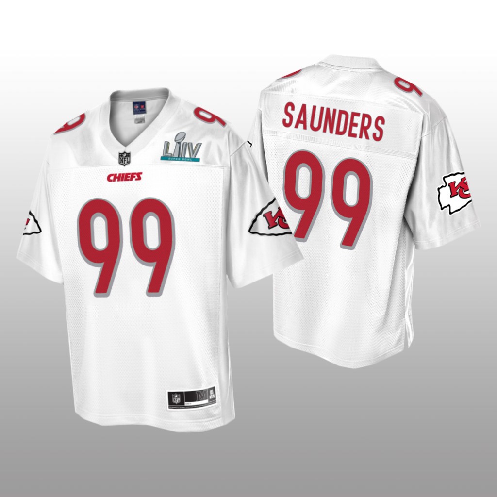 Kansas City Chiefs Khalen Saunders White Jersey Super Bowl LIV Champions - Men's
