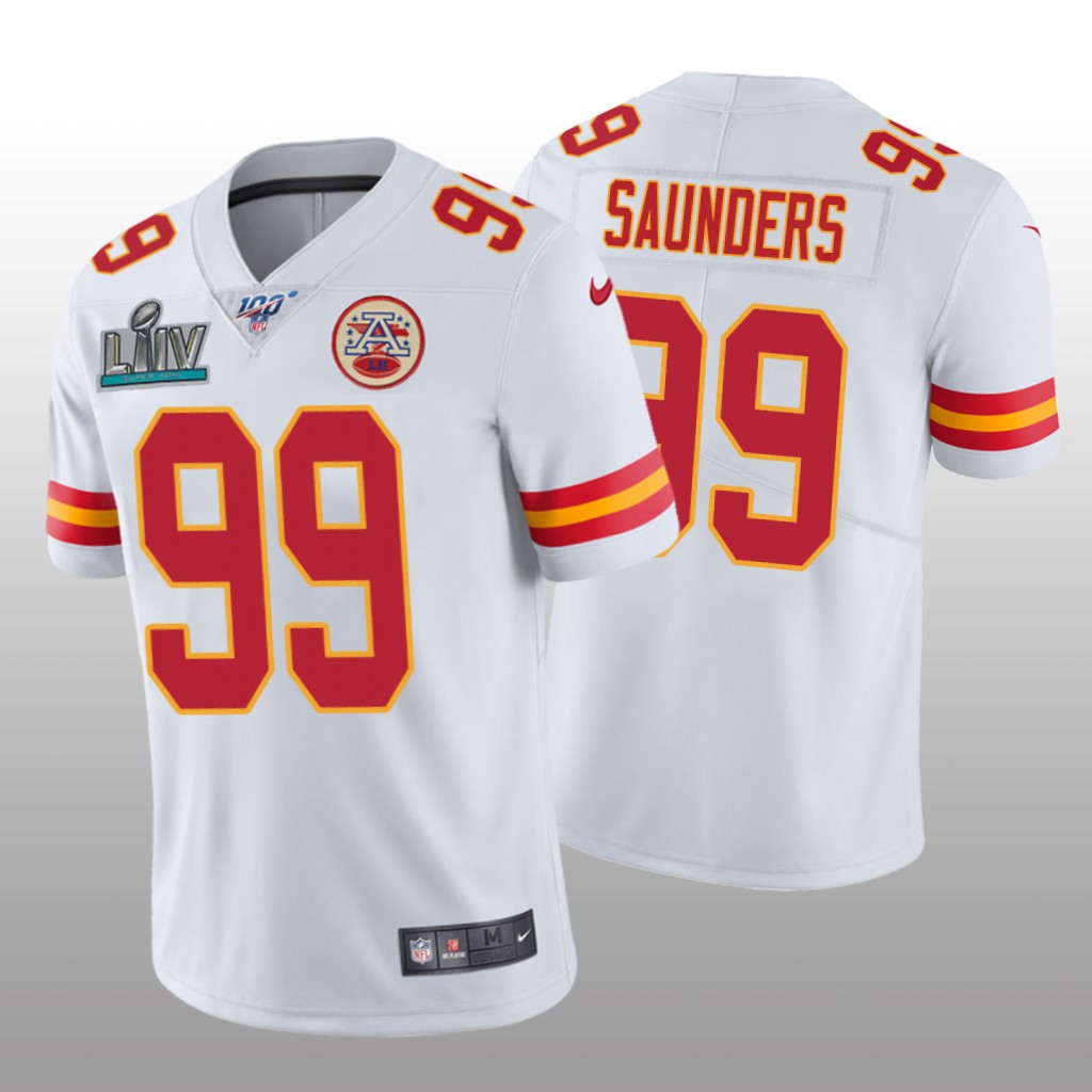 Kansas City Chiefs Khalen Saunders White Vapor Limited Jersey Super Bowl LIV - Men's