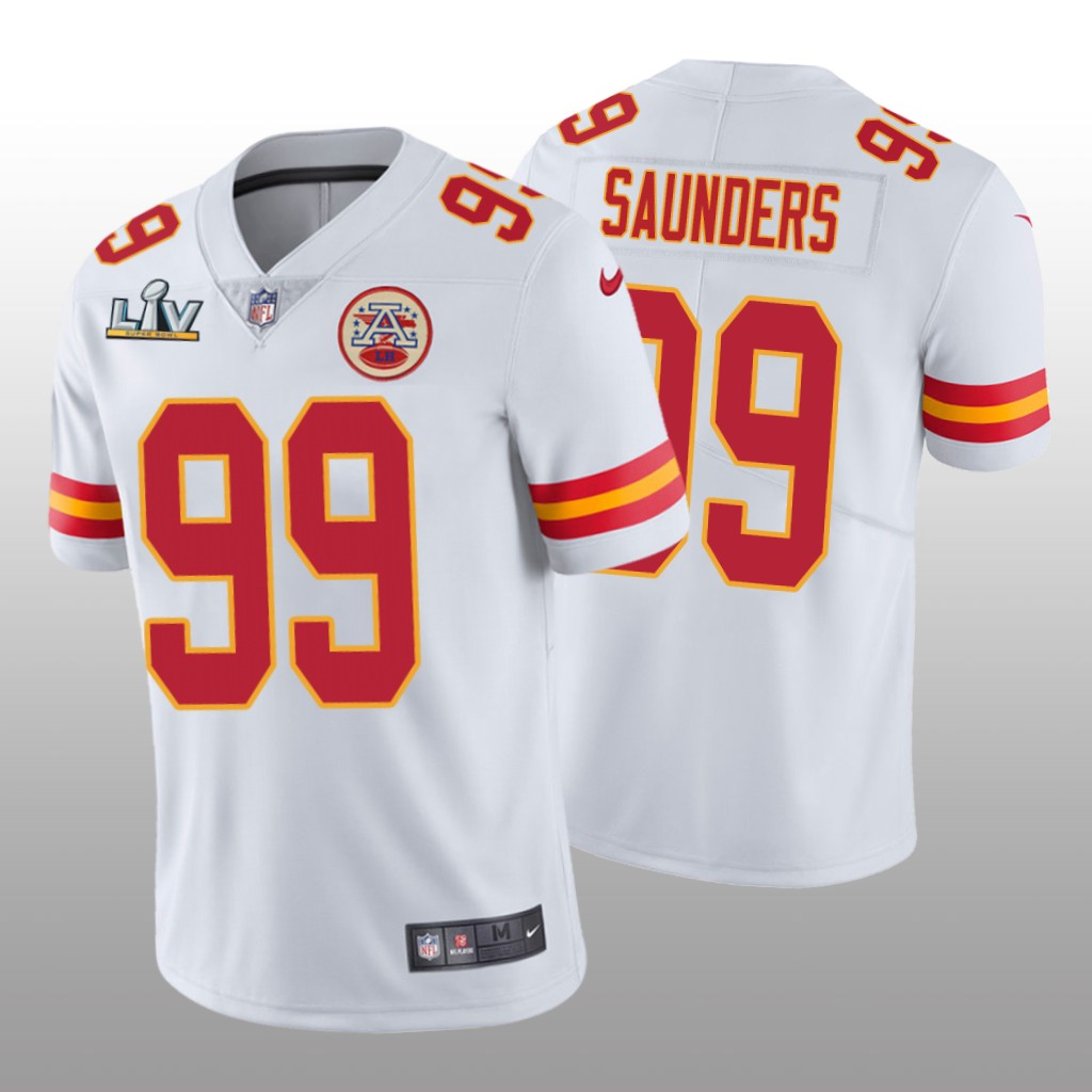 Kansas City Chiefs Khalen Saunders White Vapor Limited Jersey Super Bowl LV - Men's