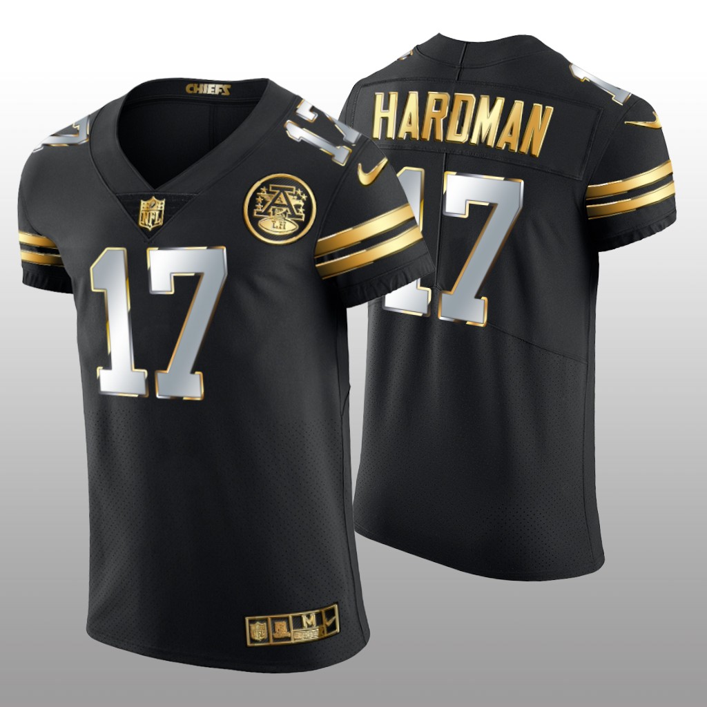 Kansas City Chiefs Mecole Hardman Black Elite Jersey Golden Edition Men's