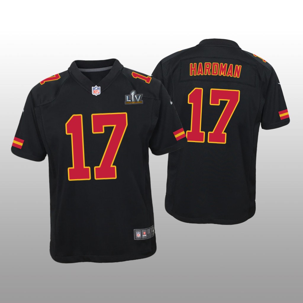 Kansas City Chiefs Mecole Hardman Black Game Fashion Jersey Super Bowl LV - Youth