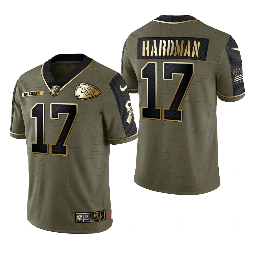Kansas City Chiefs Mecole Hardman Olive Gold Limited Jersey 2021 Salute To Service - Men's