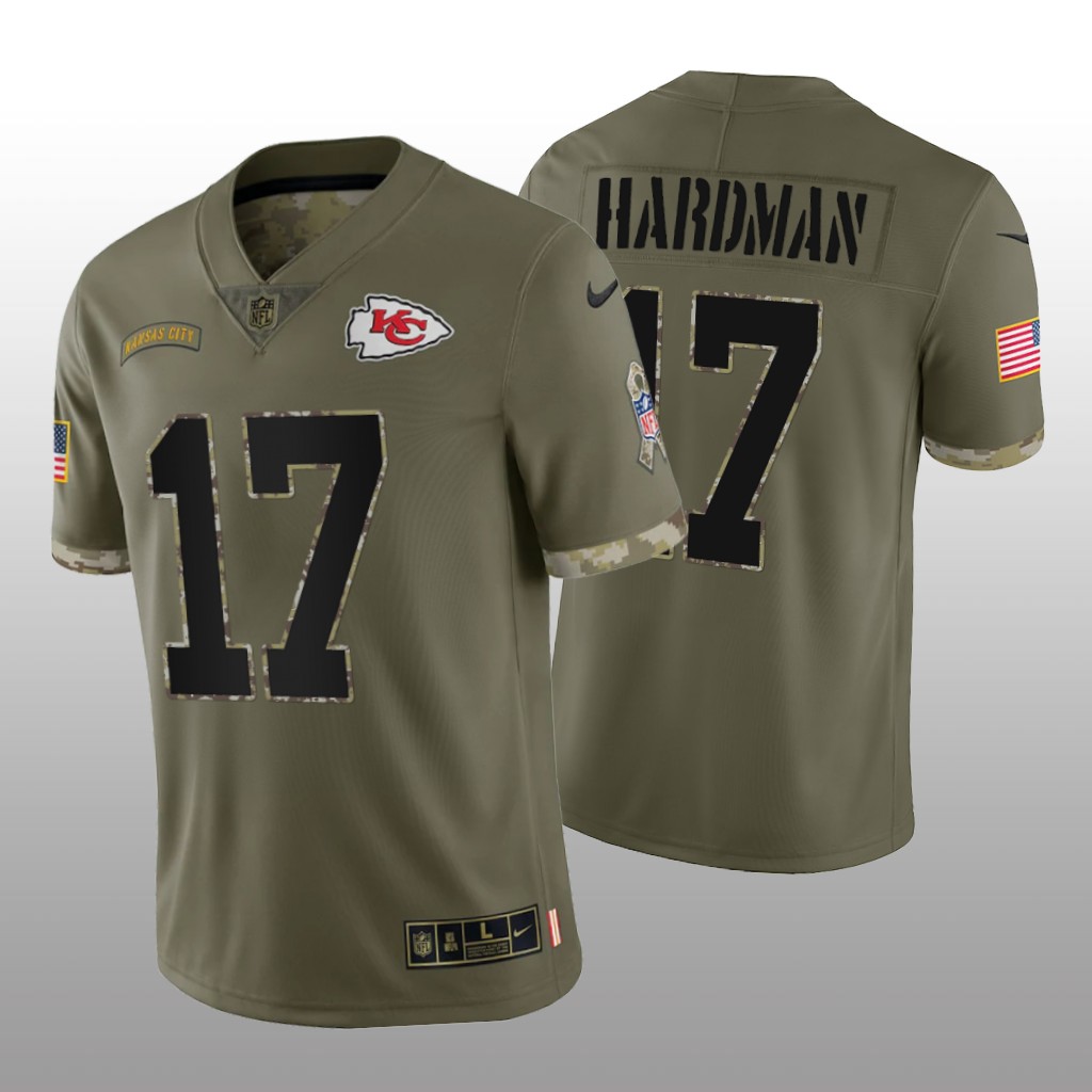 Kansas City Chiefs Mecole Hardman Olive Jersey 2022 Salute To Service - Men's
