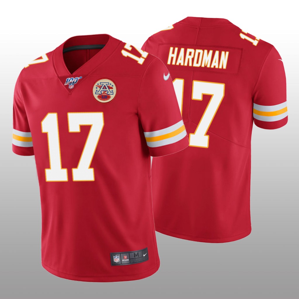 Kansas City Chiefs Mecole Hardman Red Vapor Limited Jersey 100th Season - Men's