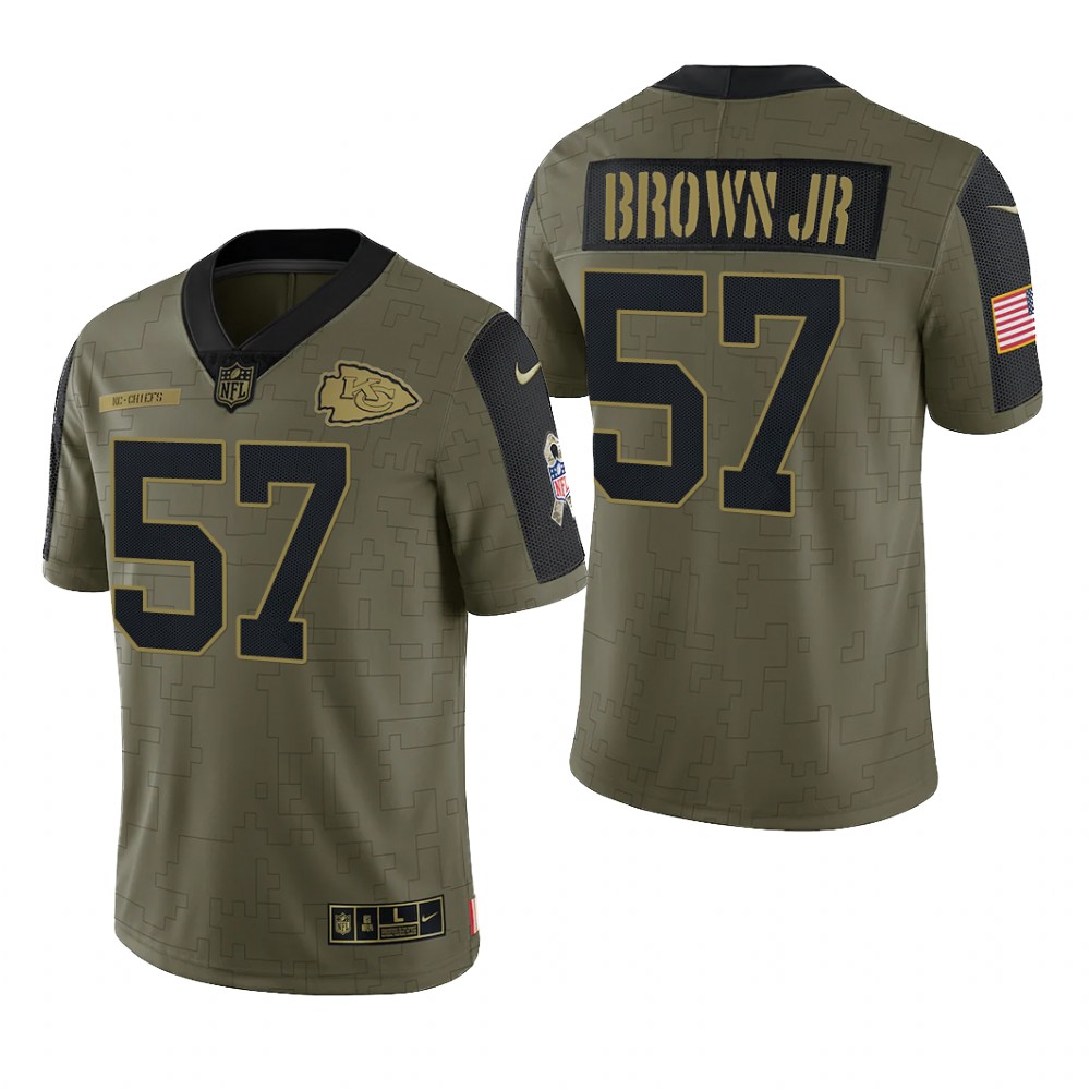 Kansas City Chiefs Orlando Brown Jr. Olive Limited Jersey 2021 Salute To Service - Men's