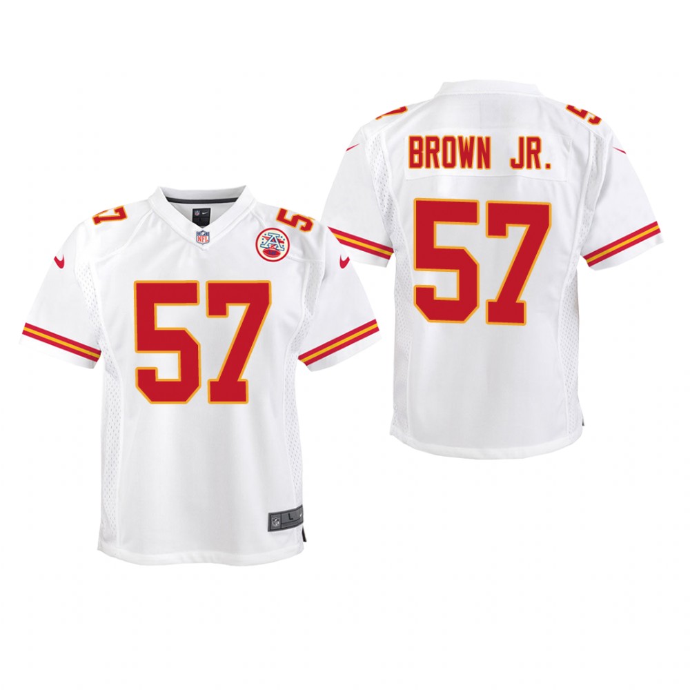 Kansas City Chiefs Orlando Brown Jr. White Jersey Game - Youth