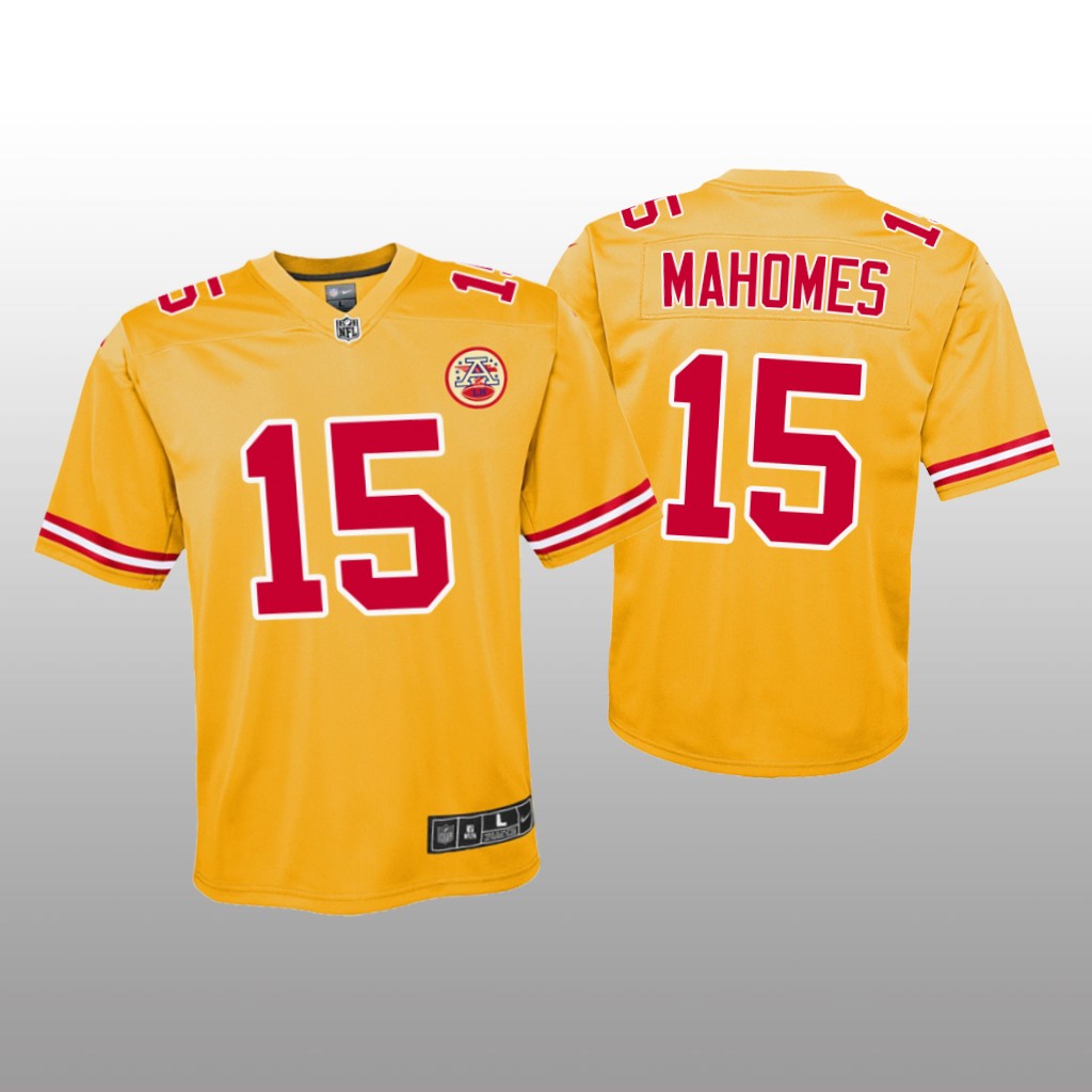 Kansas City Chiefs Patrick Mahomes Gold Jersey Inverted Game - Youth