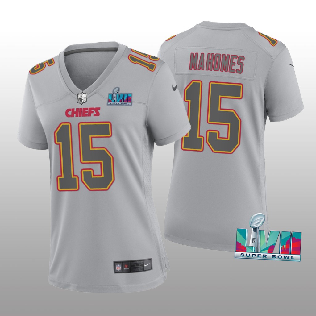 Kansas City Chiefs Patrick Mahomes Gray Atmosphere Jersey Super Bowl LVII - Women's
