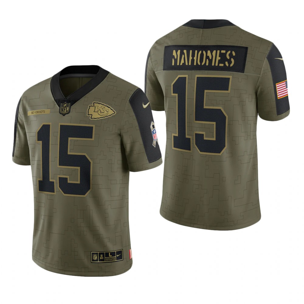 Kansas City Chiefs Patrick Mahomes Olive Limited Jersey 2021 Salute To Service - Men's