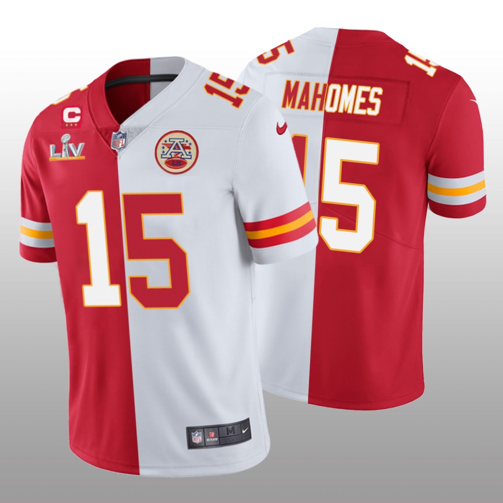Kansas City Chiefs Patrick Mahomes Red White Split Super Bowl LV - Men's