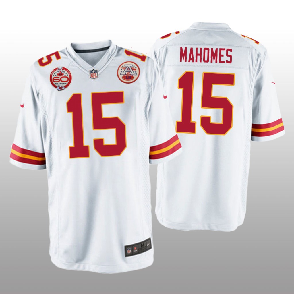 Kansas City Chiefs Patrick Mahomes White Game Jersey 60th Anniversary - Men's