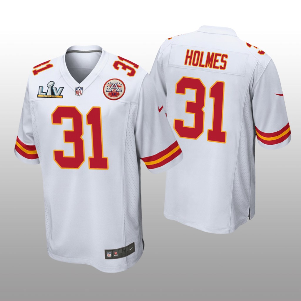 Kansas City Chiefs Priest Holmes White Game Jersey Super Bowl LV - Men's