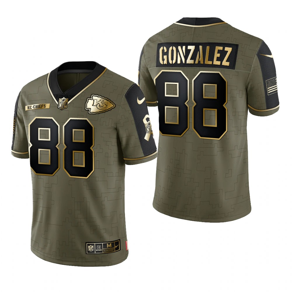 Kansas City Chiefs Tony Gonzalez Olive Gold Limited Jersey 2021 Salute To Service - Men's