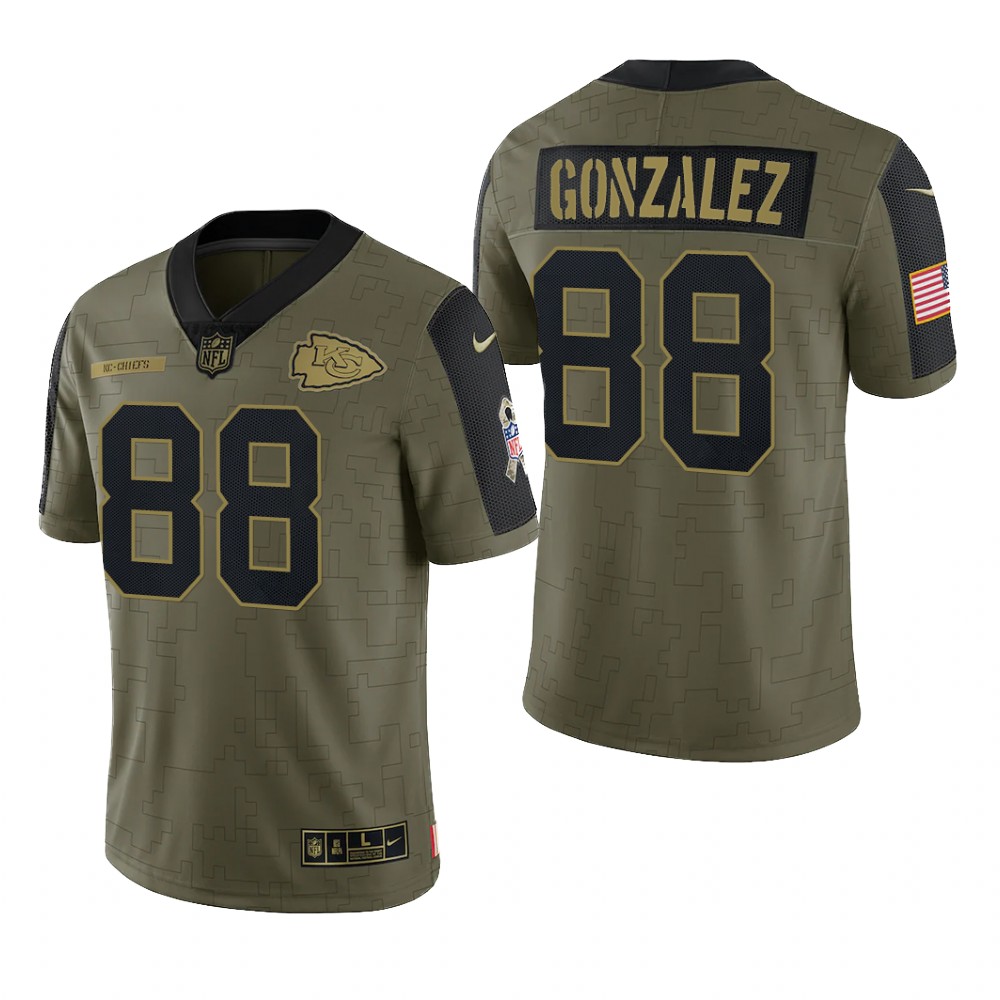 Kansas City Chiefs Tony Gonzalez Olive Limited Jersey 2021 Salute To Service - Men's