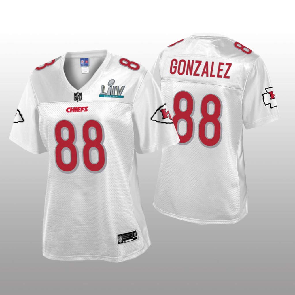 Kansas City Chiefs Tony Gonzalez White Jersey Super Bowl LIV Champions - Women's