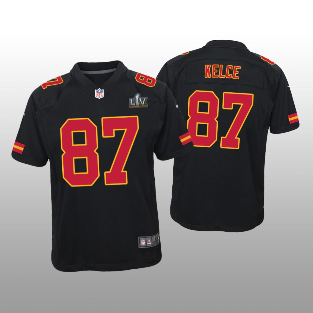 Kansas City Chiefs Travis Kelce Black Game Fashion Jersey Super Bowl LV - Youth