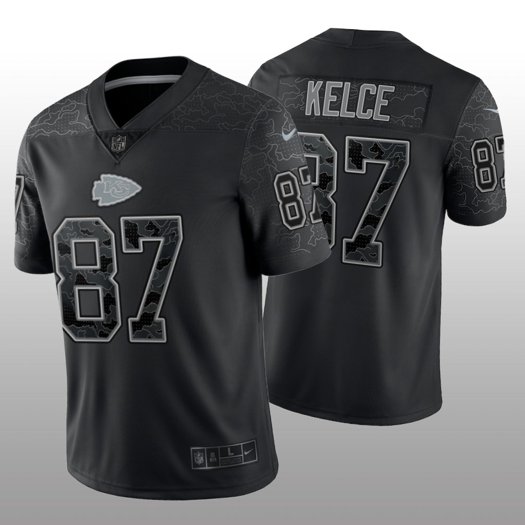 Kansas City Chiefs Travis Kelce Black Jersey Reflective Limited  - Men's