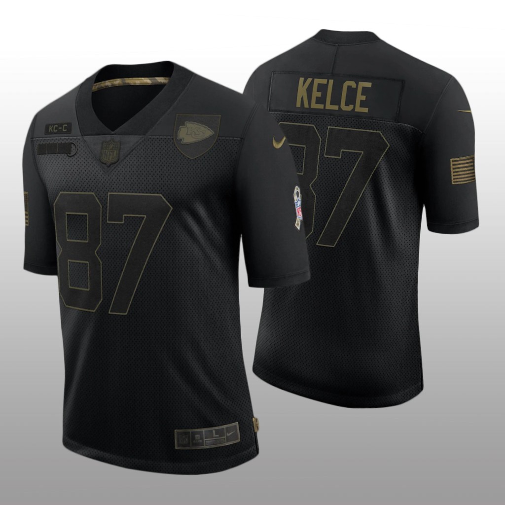 Kansas City Chiefs Travis Kelce Black Limited Jersey 2020 Salute to Service - Men's