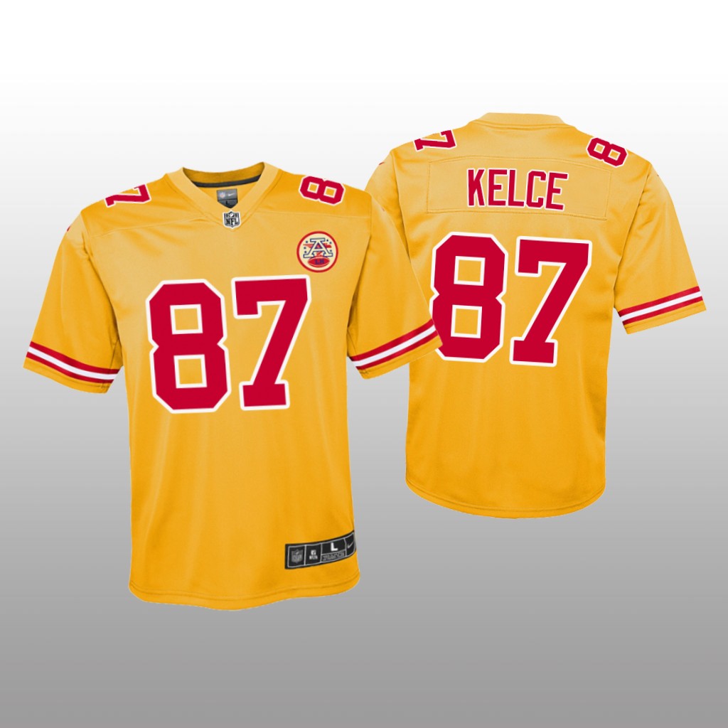 Kansas City Chiefs Travis Kelce Gold Jersey Inverted Game - Youth