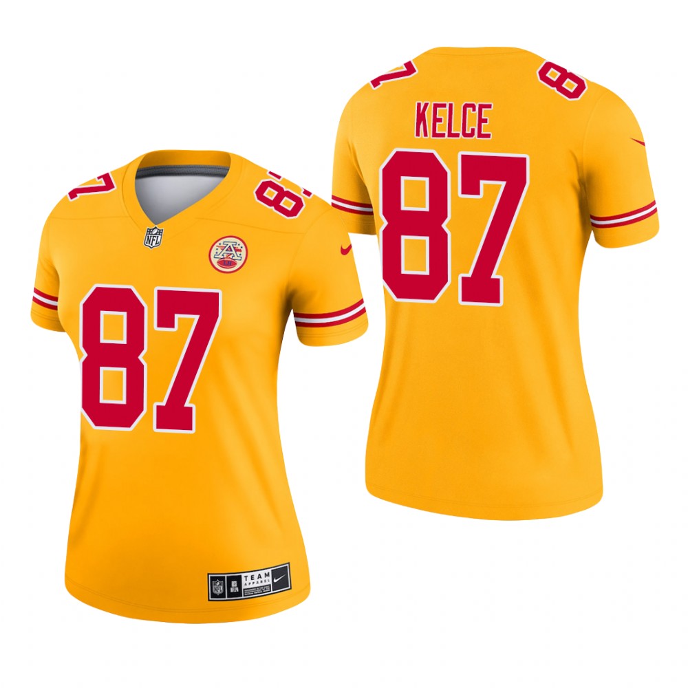 Kansas City Chiefs Travis Kelce Gold Jersey Inverted Legend - Women's