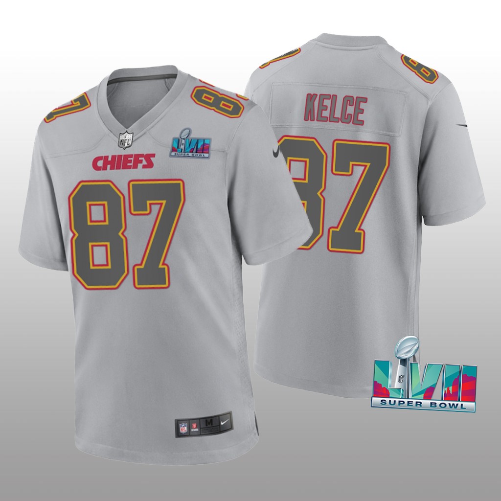 Kansas City Chiefs Travis Kelce Gray Atmosphere Jersey Super Bowl LVII - Men's