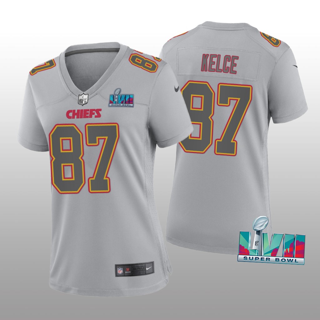 Kansas City Chiefs Travis Kelce Gray Atmosphere Jersey Super Bowl LVII - Women's