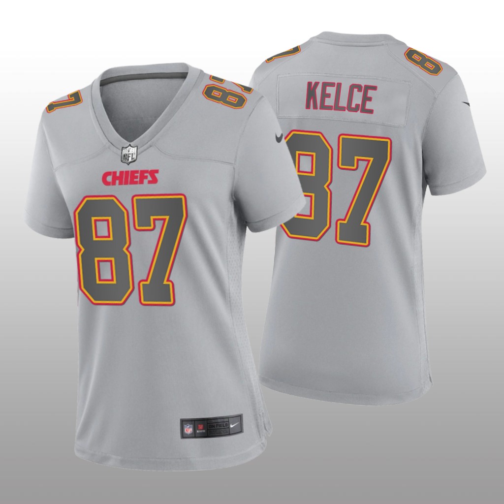 Kansas City Chiefs Travis Kelce Gray Jersey Atmosphere Fashion Game - Women's