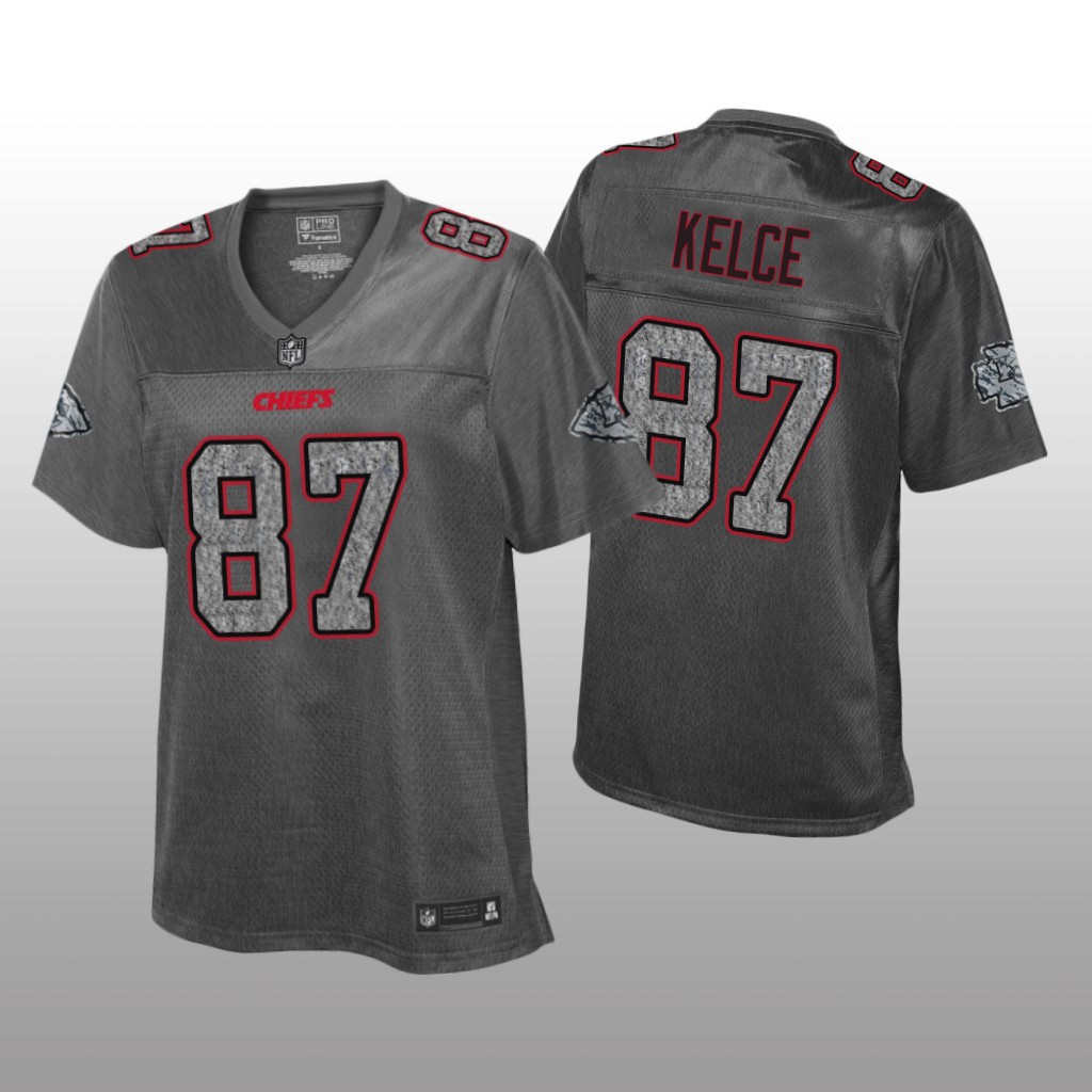 Kansas City Chiefs Travis Kelce Heather Charcoal Jersey Static Fashion - Women's