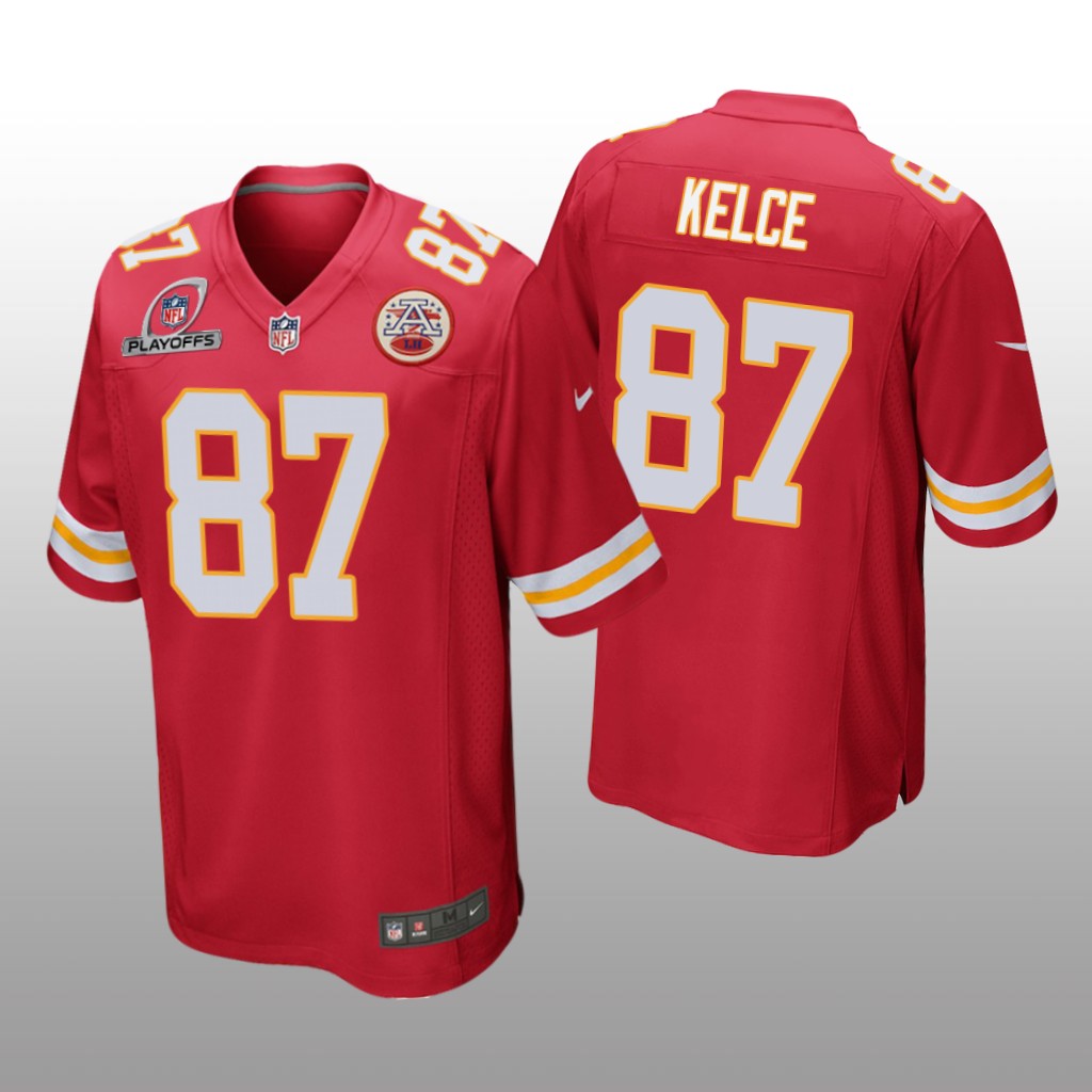 Kansas City Chiefs Travis Kelce Red Game 2021 NFL Playoffs Patch - Men's